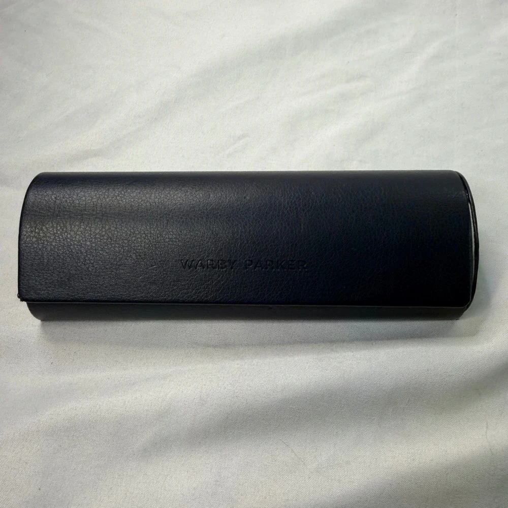 Warby Parker Navy Blue Hard Shell Eyeglass Case with Cleaning Cloth